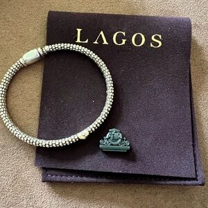 Lagos diamond lux 18 karat gold X caviar beaded bracelet